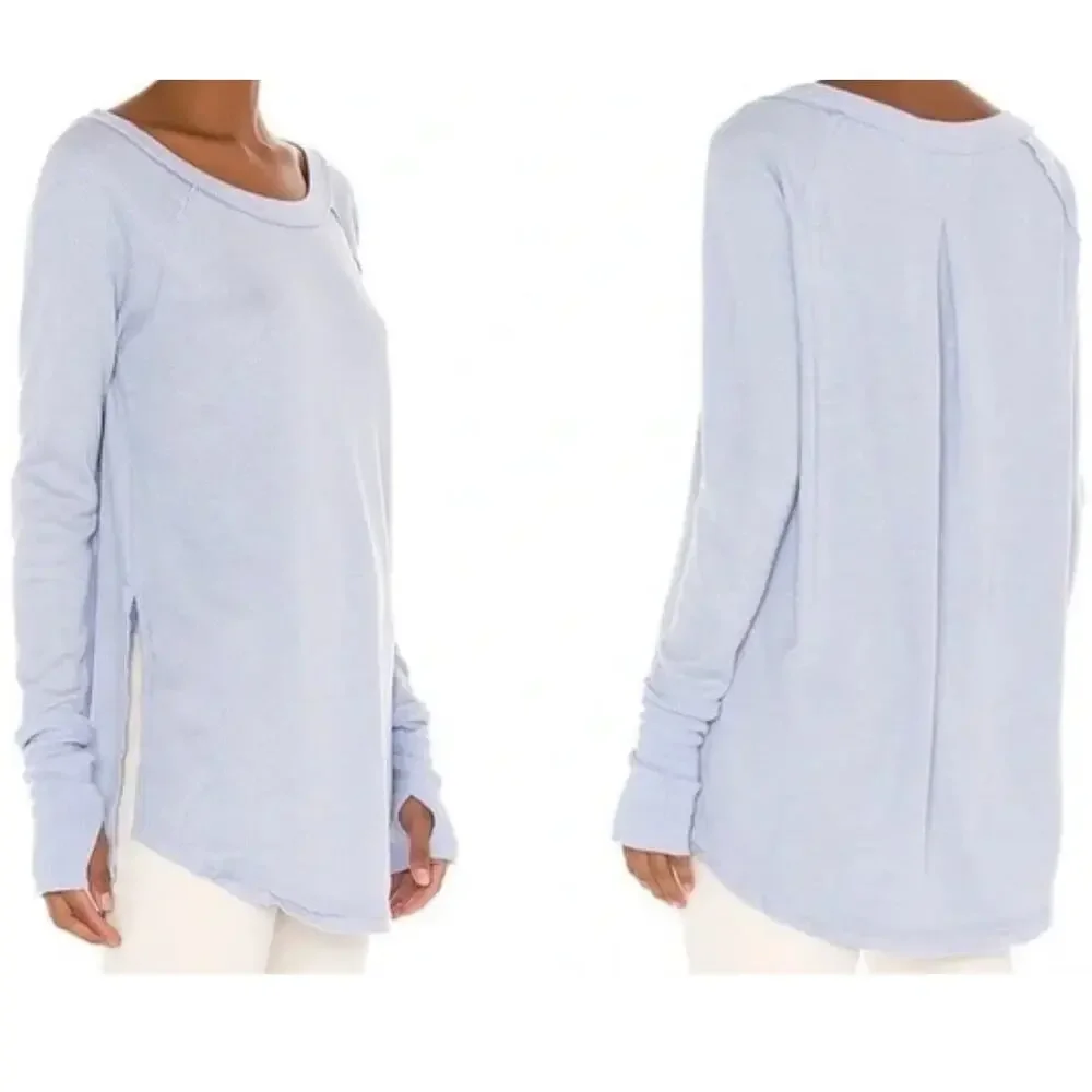 Free People We The Free Snowy Thermal Top Oversized In The Rain Blue Size XSmall